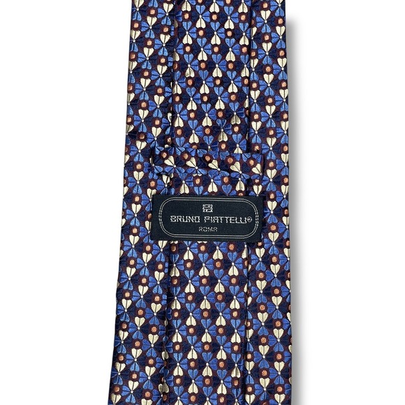 Bruno Piattelli Roma Silk Necktie Floral Handmade Italy Designer Tie Mens - Picture 2 of 5